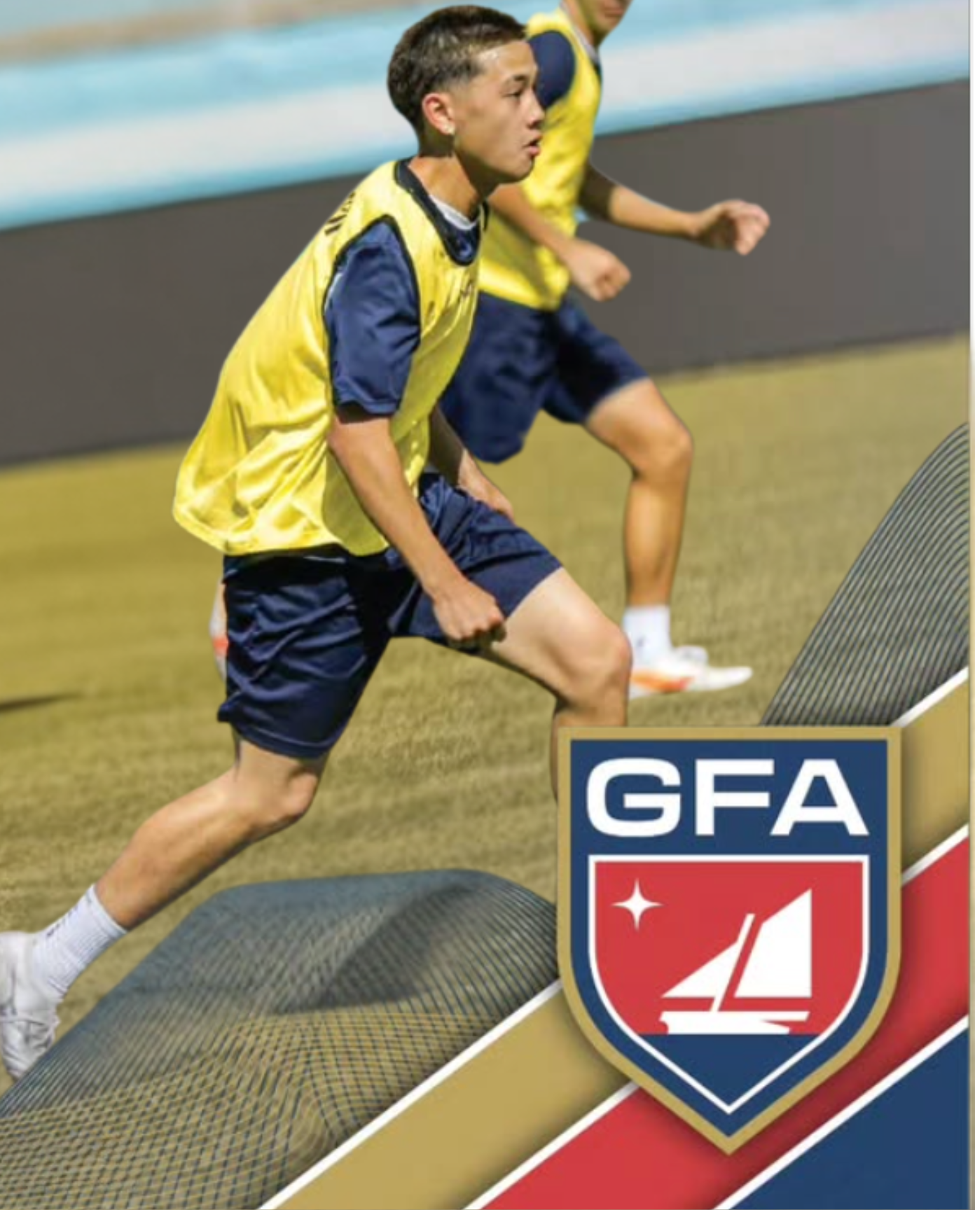 Christian Benavente training in a scrimmage bib with the Guam squad